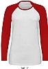 Camiseta Bicolor Milky Manga Larga Mujer Sols - Color Blanco / Rojo